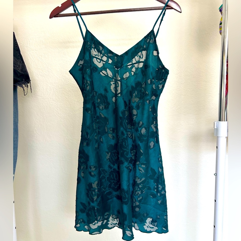 Victoria Secret Vintage Slip Nightgown Deep Turquoise Size medium Gold Label